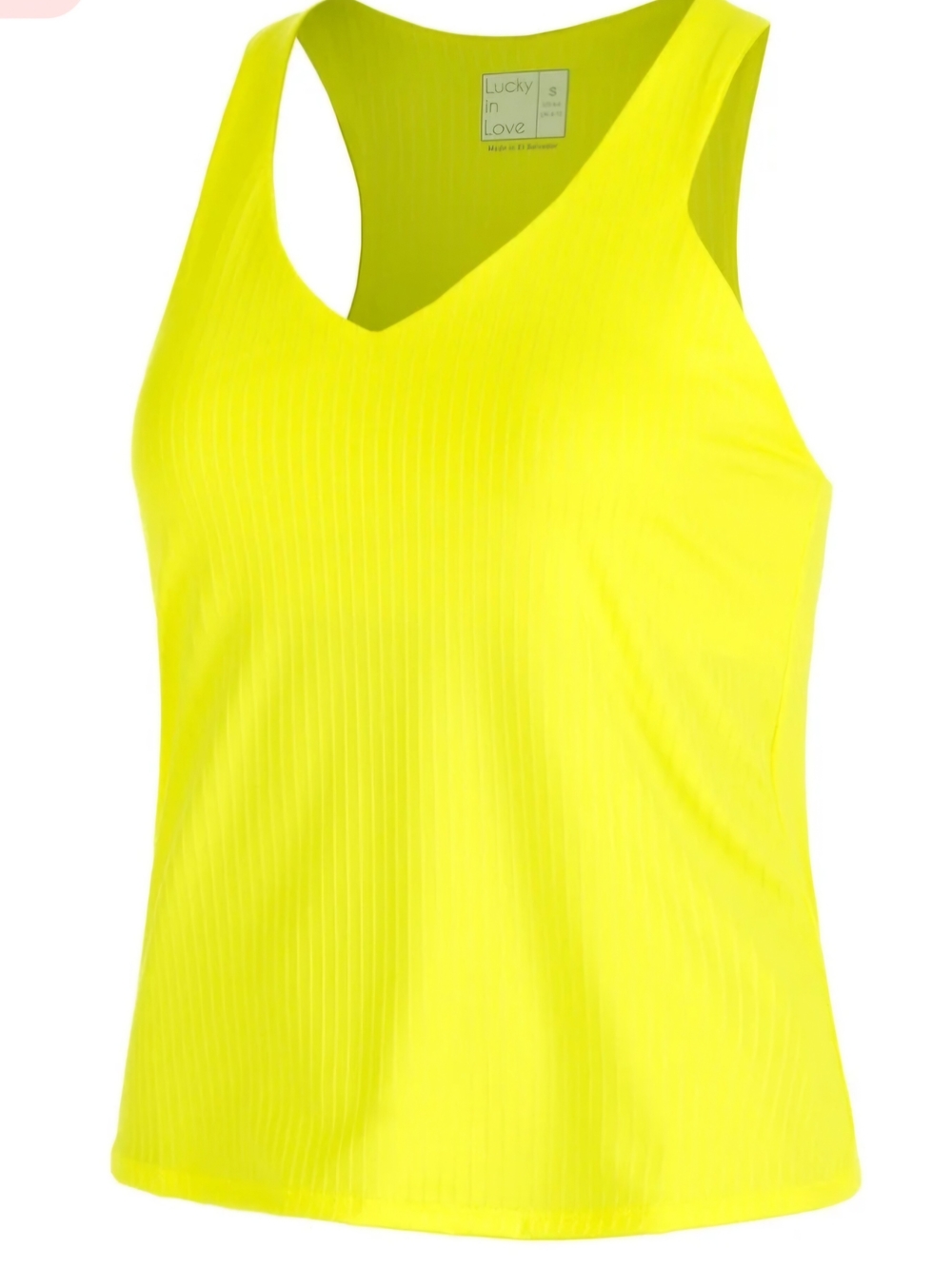 NWT Lucky in Love Women's Neon Yellow Ribbed V-Neck Tank